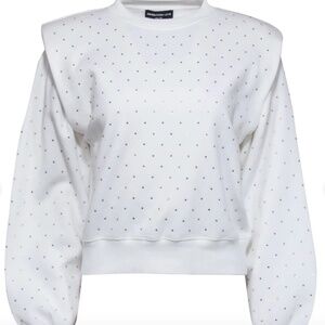 Generation Love White Sequin Studded Sweatshirt with Padded Shoulders Size M
